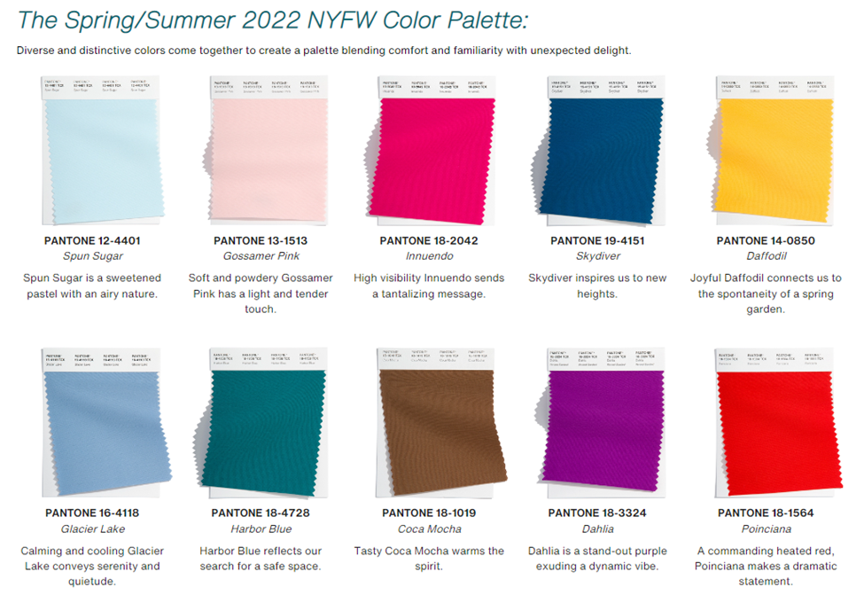 Spring/Summer 2022 Color Palette
